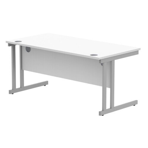Core Office Rectangular Desk 1800mmX800mm Arctic White With Double Cantilever Silver Frame  Additional Image 3